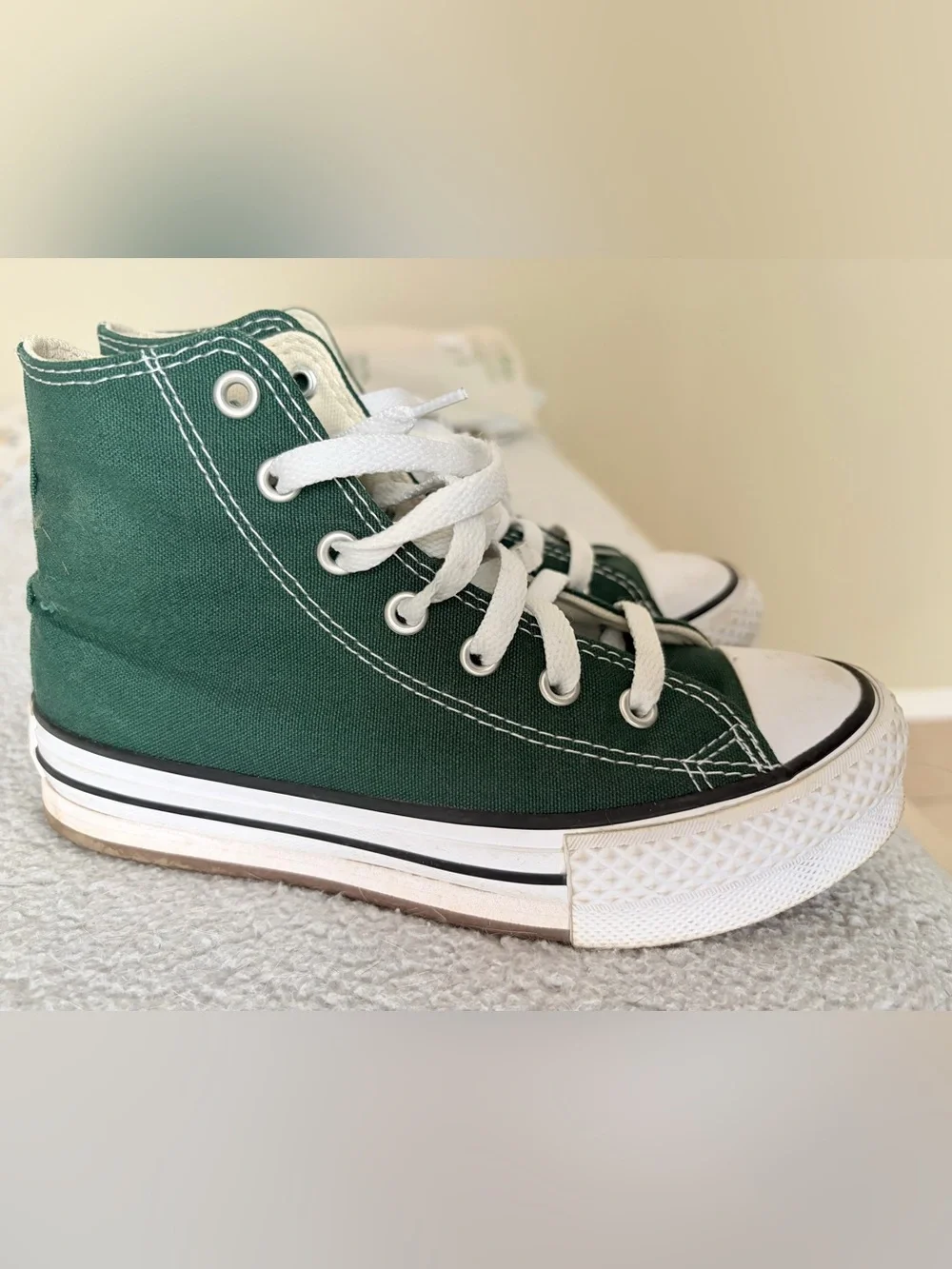 Kids High-Top Canvas Sneakers in Dark Green